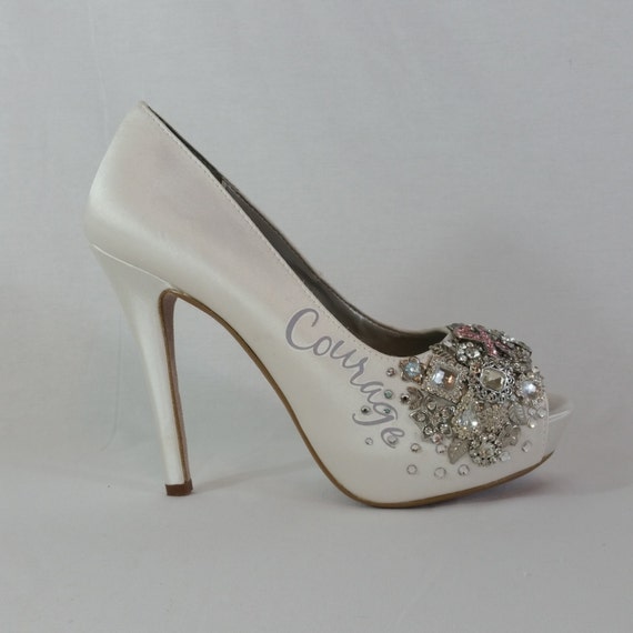 Items similar to Courage Bridal Shoes .. Breast Cancer Awareness Shoes ...