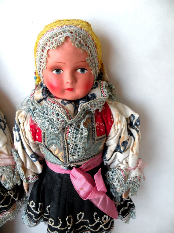 2 Vintage Hungarian Dolls Whimsical Collectible Pair