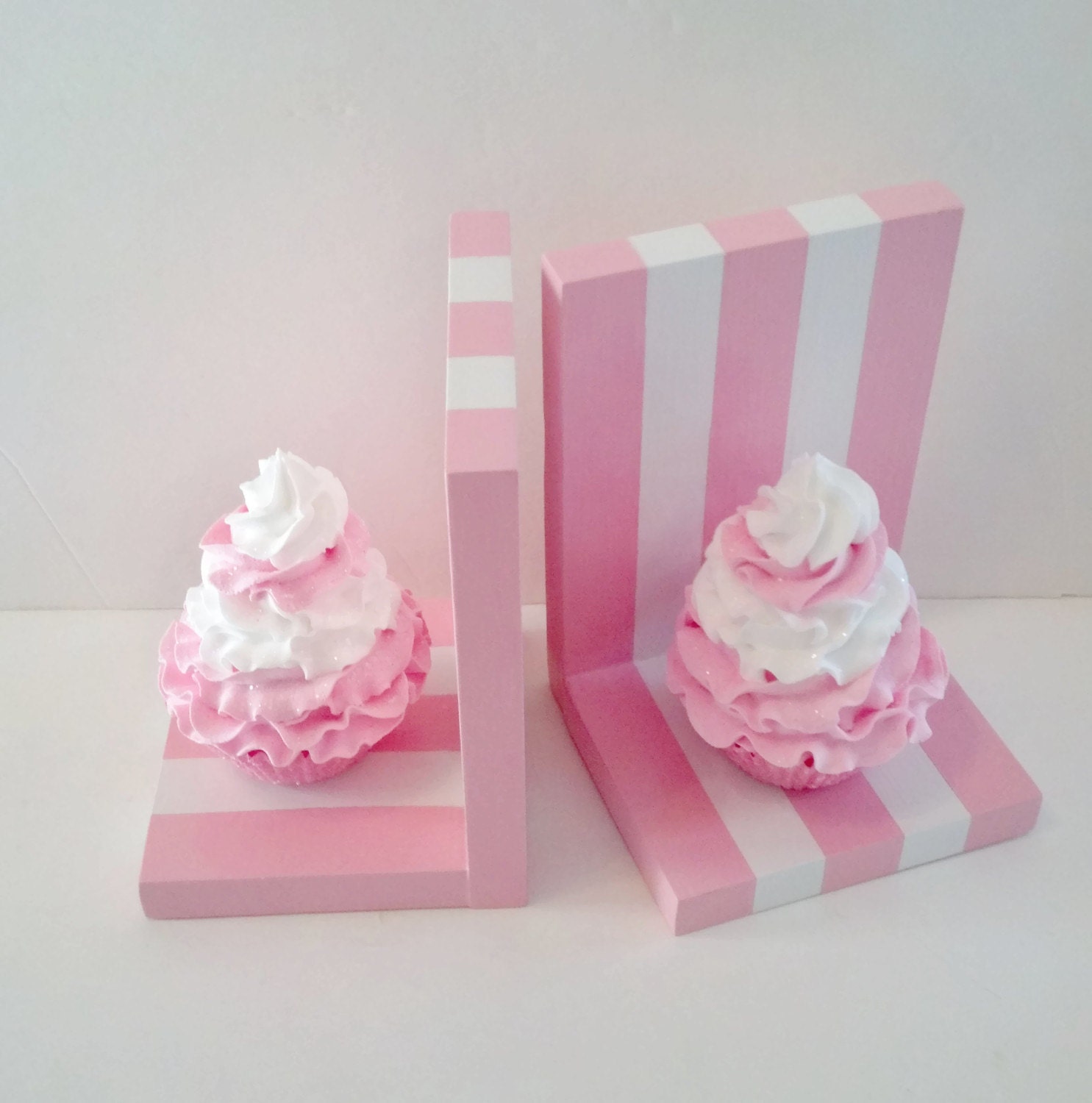 Fake Cupcake Bookends With Candy Stripes By FakeCupcakeCreations