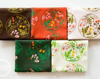 Tiger Lily Flower Wreaths Fat Quarter Bundle, 5 Pieces, Heather Ross, Windham Fabrics, 100% Cotton Fabric, 40928