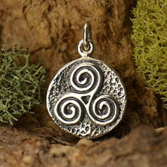 Sterling Silver Triple Spiral Amulet Charm Spiritual