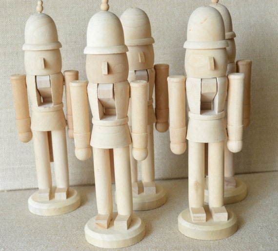 Wood unfinished nutcrackers Set of 5