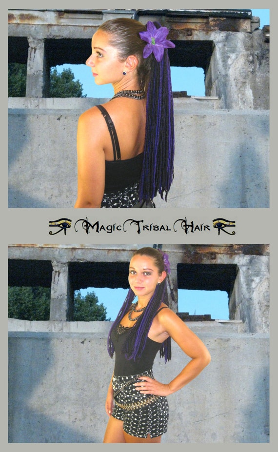 Purple Black GOTH Lolita DREAD yarn hair FALL by MagicTribalHair