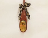 Gingerbread Man Hand Painted onto a Wooden Spoon, Christmas Holiday Kitchen Wall Hanging, Tree Ornament