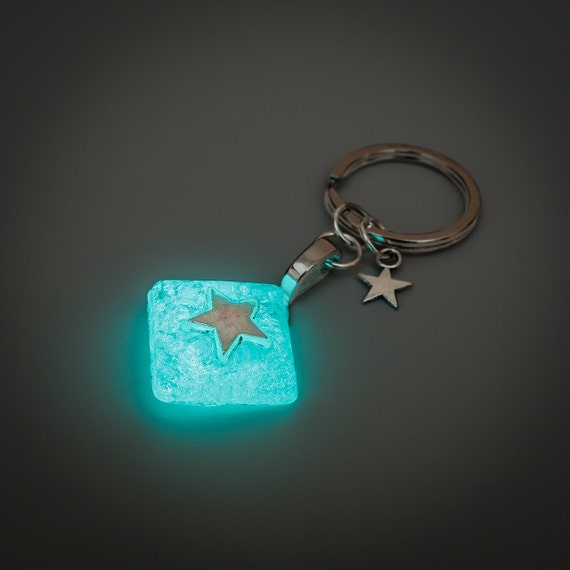 Glowing keychain glow in the dark square keyhain by FrozenCrafts