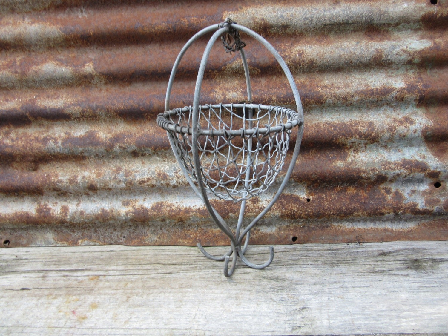 Antique Metal Miners Basket 1920s1950s Era Vintage Wire Mesh Basket 582 Original Brass Coal