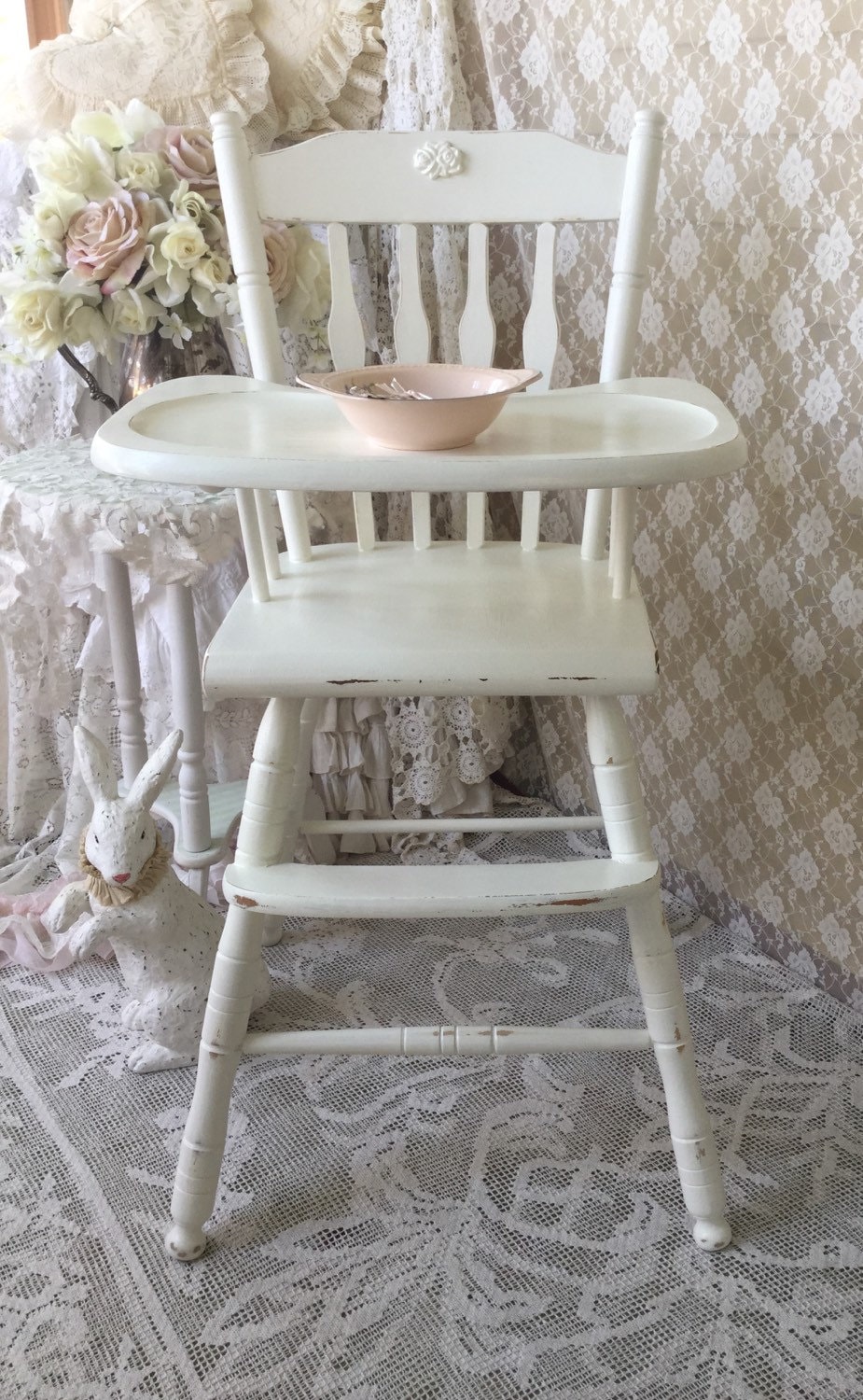 vintage wooden baby high chair