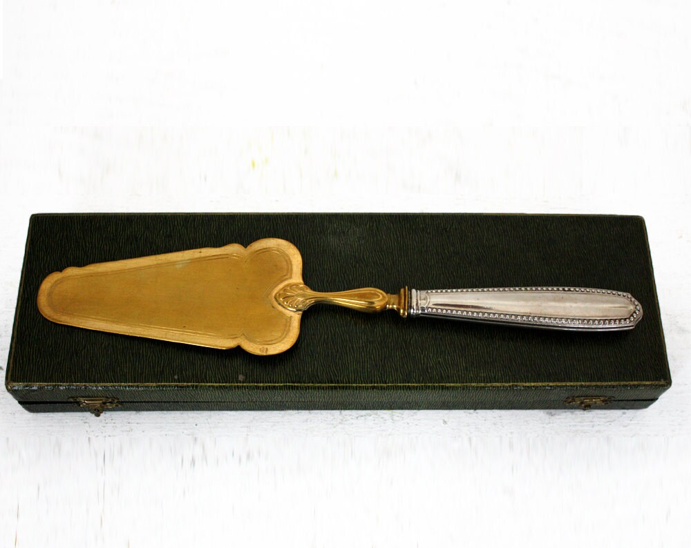 Antique french Silver Vermeil Pie server cake server cake knife
