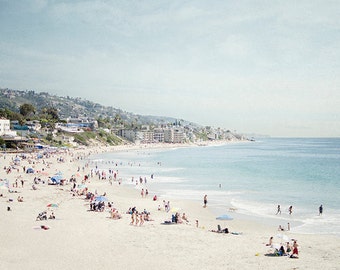 Laguna Beach Photography, California Wall Art, Beach House Decor, Summer Photograph, Tan and Blue Photo, Seashore Artwork, SoCal Art Print