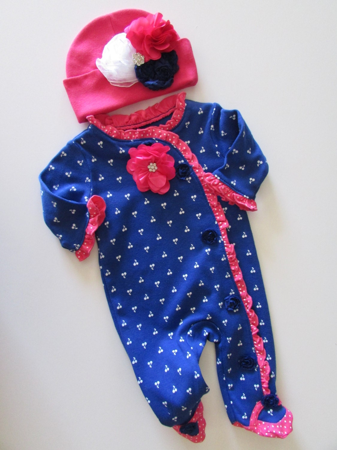 Newborn Baby Girl Footed Onesie One Piece Footed Sleeper