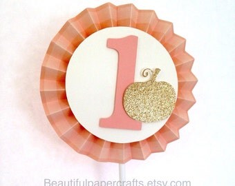 Gold Pumpkin Birthday decor | 1st Birthday Smash Cake Topper | Rosette Cake Decor | Gold Little Pumpkin Party | Fall Birthday Baby