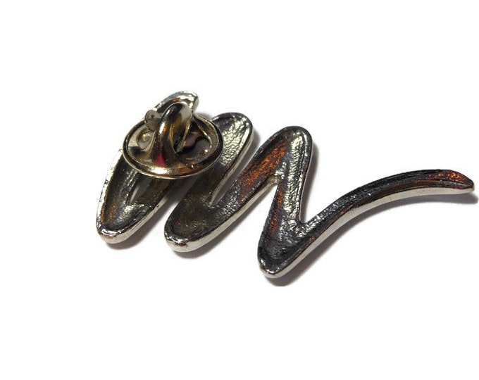Silver squiggle brooch, 1980s abstract brooch.