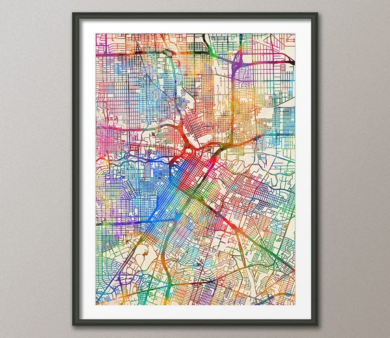 Houston Map Houston Texas City Street Map Art Print 2047