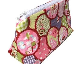 Cosmetic pouch/bag with black lolita print japanese fabric