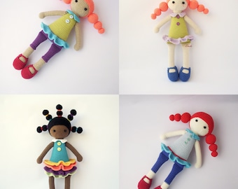 PDF Cute dolls Candice, Marine,Addy, Adeline, Crochet Pattern - Doll Crochet Toy, DIY tutorial