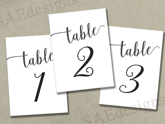 Download Instant Download PRINTABLE Table Numbers 1-50 4x6