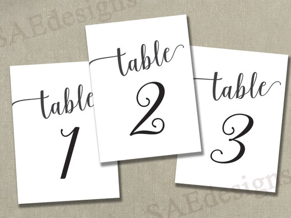 Instant Download PRINTABLE Table Numbers 1-50 4x6