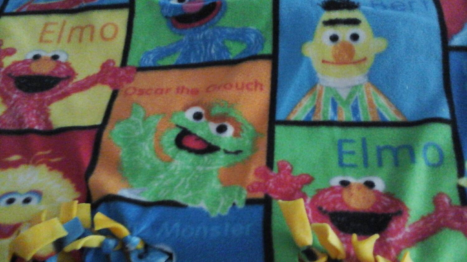 sesame street characters fleece throw blanket