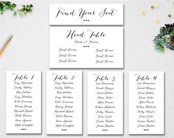 Wedding Seating Chart Template INSTANT DOWNLOAD // Editable // Printable // Find Your Seat // Table Seating // PDF