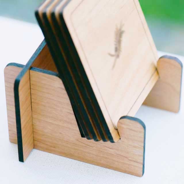 Coaster Holder Stand Laser Cut Wood