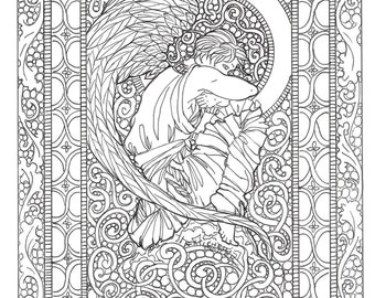 Angel Coloring Sheet Adult coloring sheet. by ANGELSICONSANDART