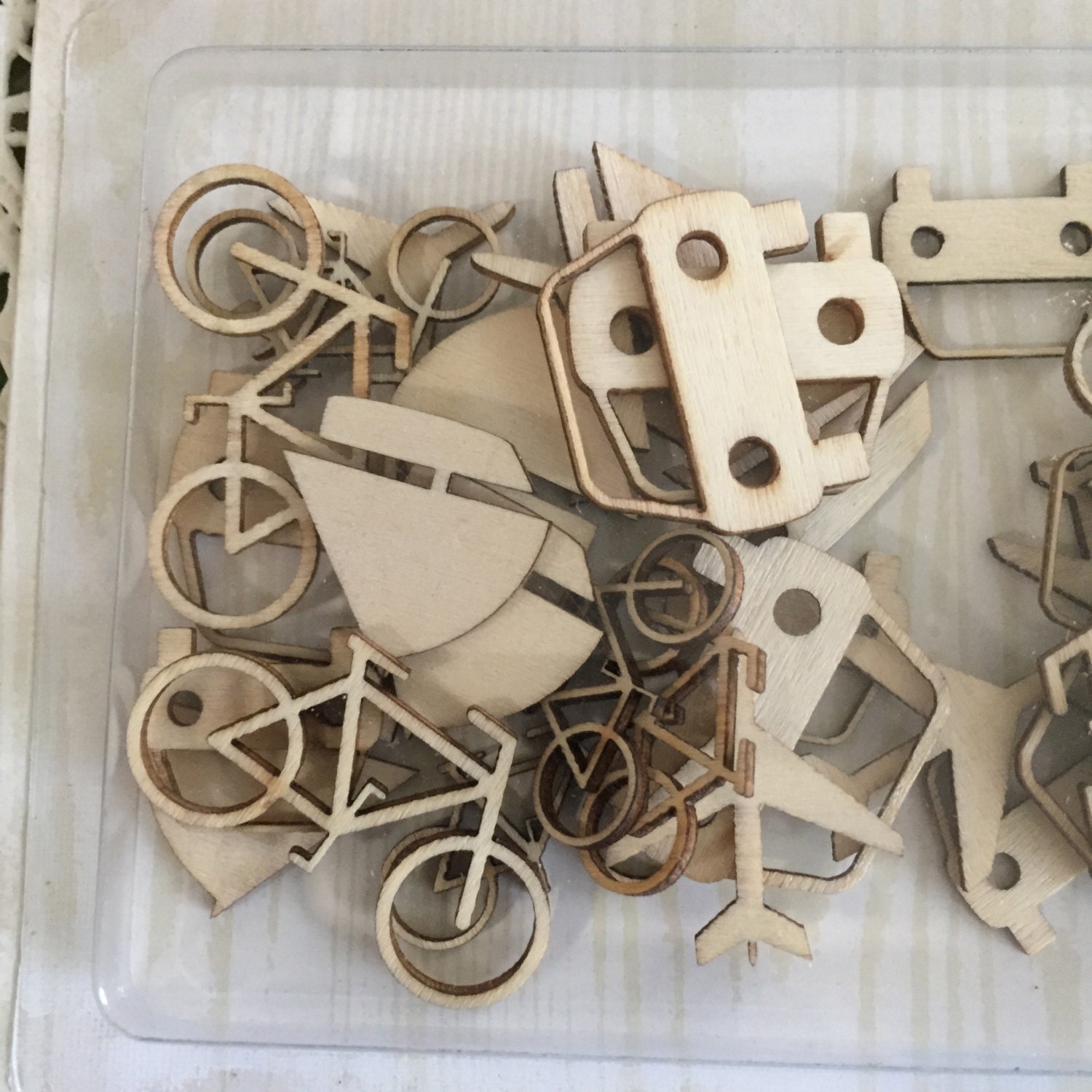 Wood Transportation Die-cuts / 43 Wood Veneer Embellishments