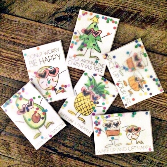 Happy Little Flat Cards With Colorful Confetti in Vellum Envelope - 3.5" x 5" - Set of Three (You pick your faves!)