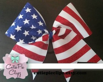 Stars And Stripes Glitter Cheer Bow