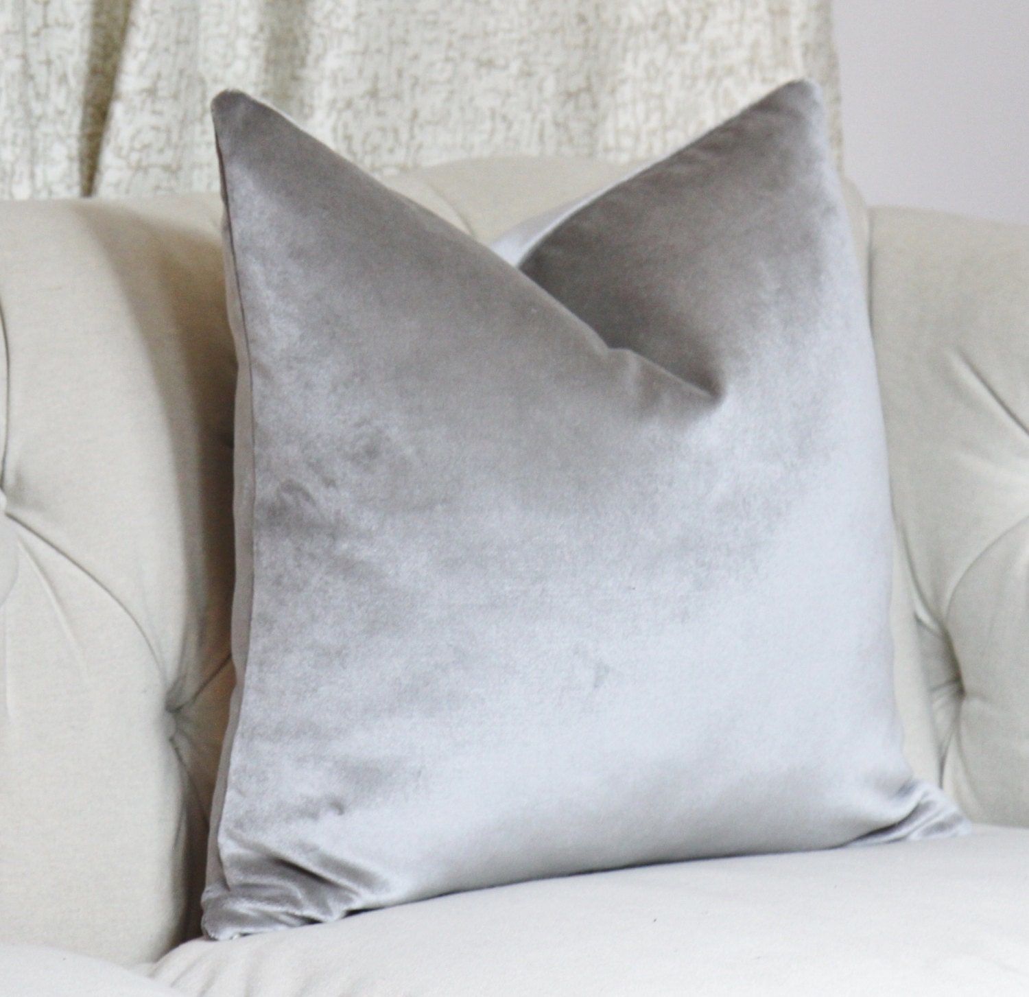 Restoration Hardware Vintage Velvet Fog Pillow Silver Gray