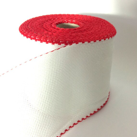 10 cm wide AIDA BAND 14 Count. White Cross stitch fabric with