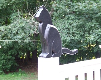 Black Cat Sculpture Deck/Fence Post Sculpture Banksville79 Exclusive