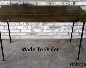 Desk, Computer desk, reclaimed wood, Small desk, Writing desk, Table, Steel legs, Made to order