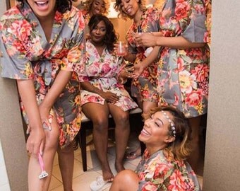 Set of 7, Bride Kimono Robes, bridesmaids robes bluk, Different Color,Size, Maid of honor, Spa robe, Beach cover up, Sleepwear