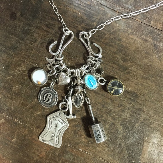 Sterling Silver Ring Charm Holder Hammered Reversible