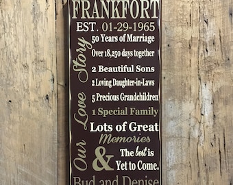 50th Anniversary Sign, 50th Anniversary Gift, Parents Anniversary Gift, 25th Anniversary Gift, Custom Wood Sign, 50 Anniversary, Family Sign