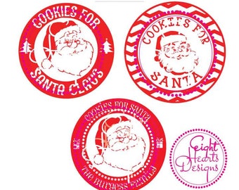 Santa Plate - 3 Designs Pack for Santa Claus Christmas Eve Cookie Plate SVG Studio