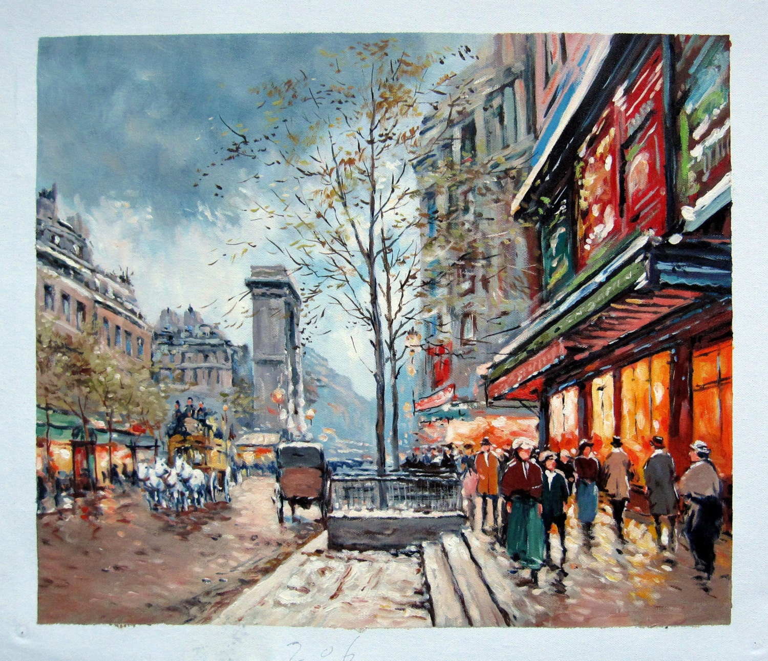 20 by 24 inches Paris1 Retro Paris Street Scene by Artseasy