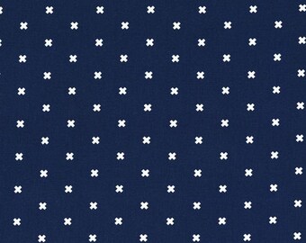 Navy Quilt Fabric Cotton + Steel Basics XOXO in Night Owl - Cotton - Navy and White Fabric - Dark Blue and White Fabric Geometric Fabric