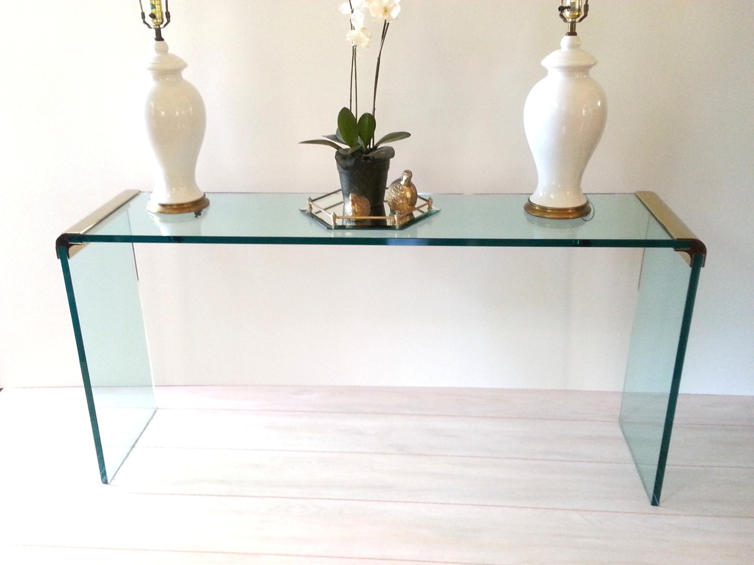 Glass Waterfall Console Table Pictures