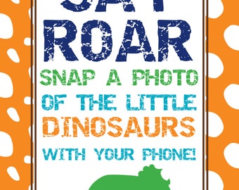 Stomp, Stomp, Roar! | Dinosaur birthday photo booth custom sign