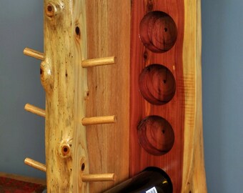 Oak and Cedar 8 bottle wine rack.