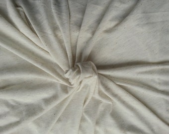 Linen Blend JERSEY Knit Fabric By the Yard Bleach Ivory 6/15