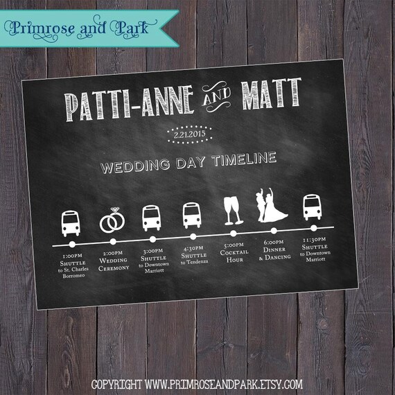 Wedding Itinerary Card Printable PDF // Wedding Day Timeline ...
