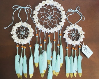 3" Floral Mint and Cream Glitter Dream Catcher