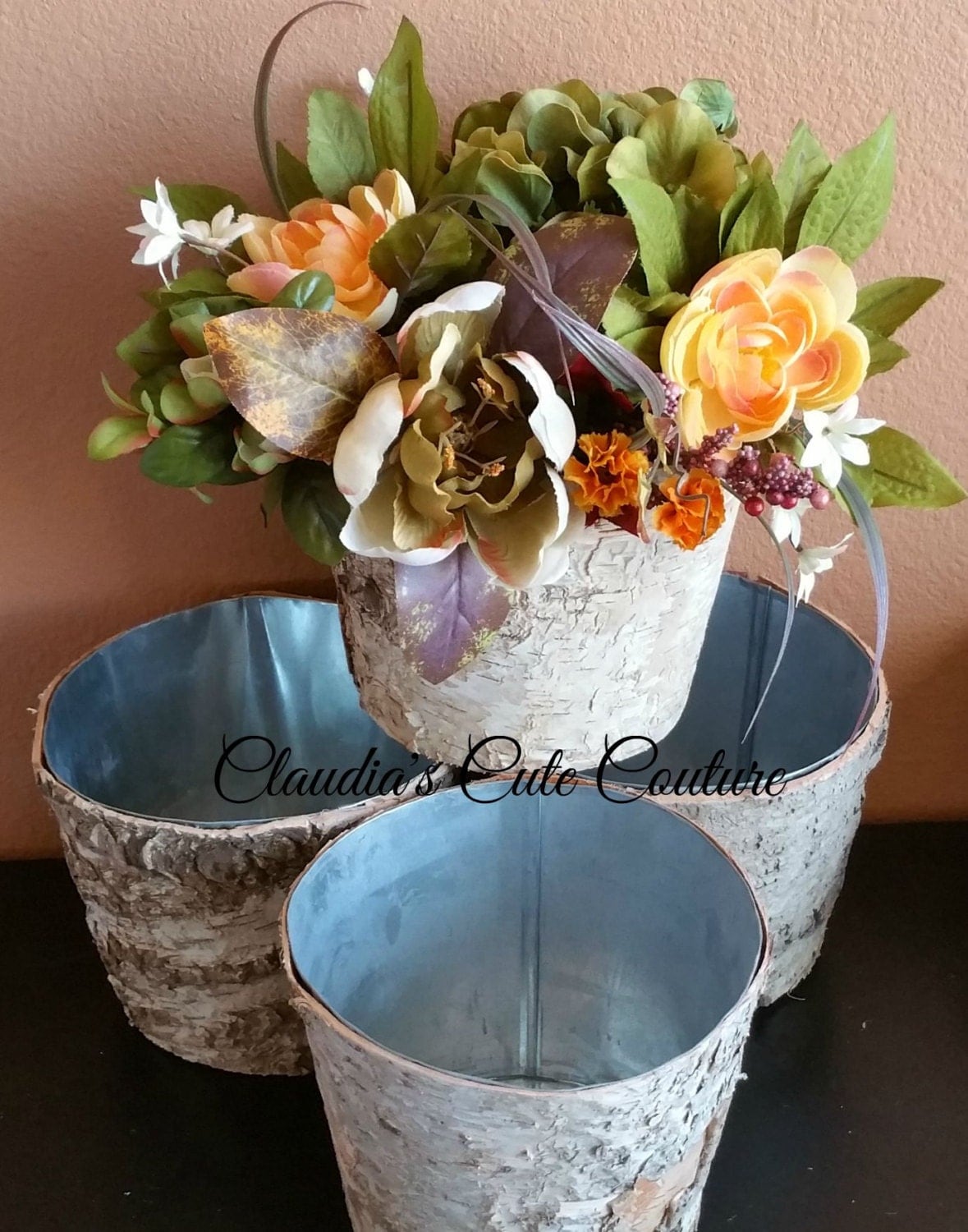 Birch Bark Round Vase Wedding Centerpiece Rustic Vase Baby