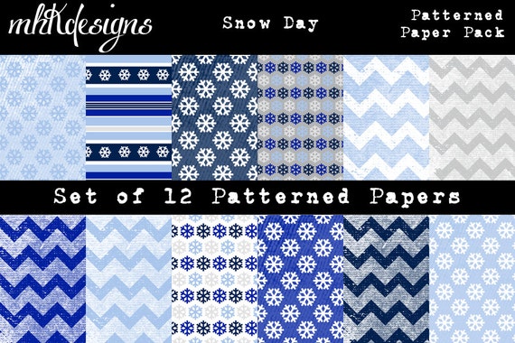 Snow Day Patterned Paper Pack