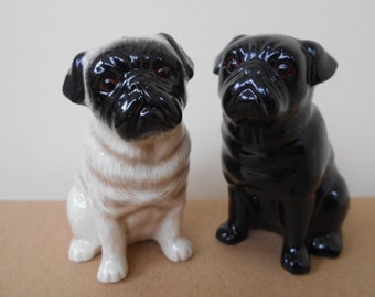 Pug Dog Salt and Pepper Shaker Pug Dog Salt and Pepper Hand Painted Stunning Supplied Gift Boxed