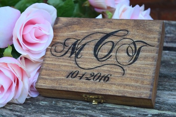 Ring Bearer Box - Shabby Chic Rustic Wedding Decor - Ring Bearer Pillow Alternative Personalized Ring Box - Rustic Wedding Wedding Ring Box by CountryBarnBabe