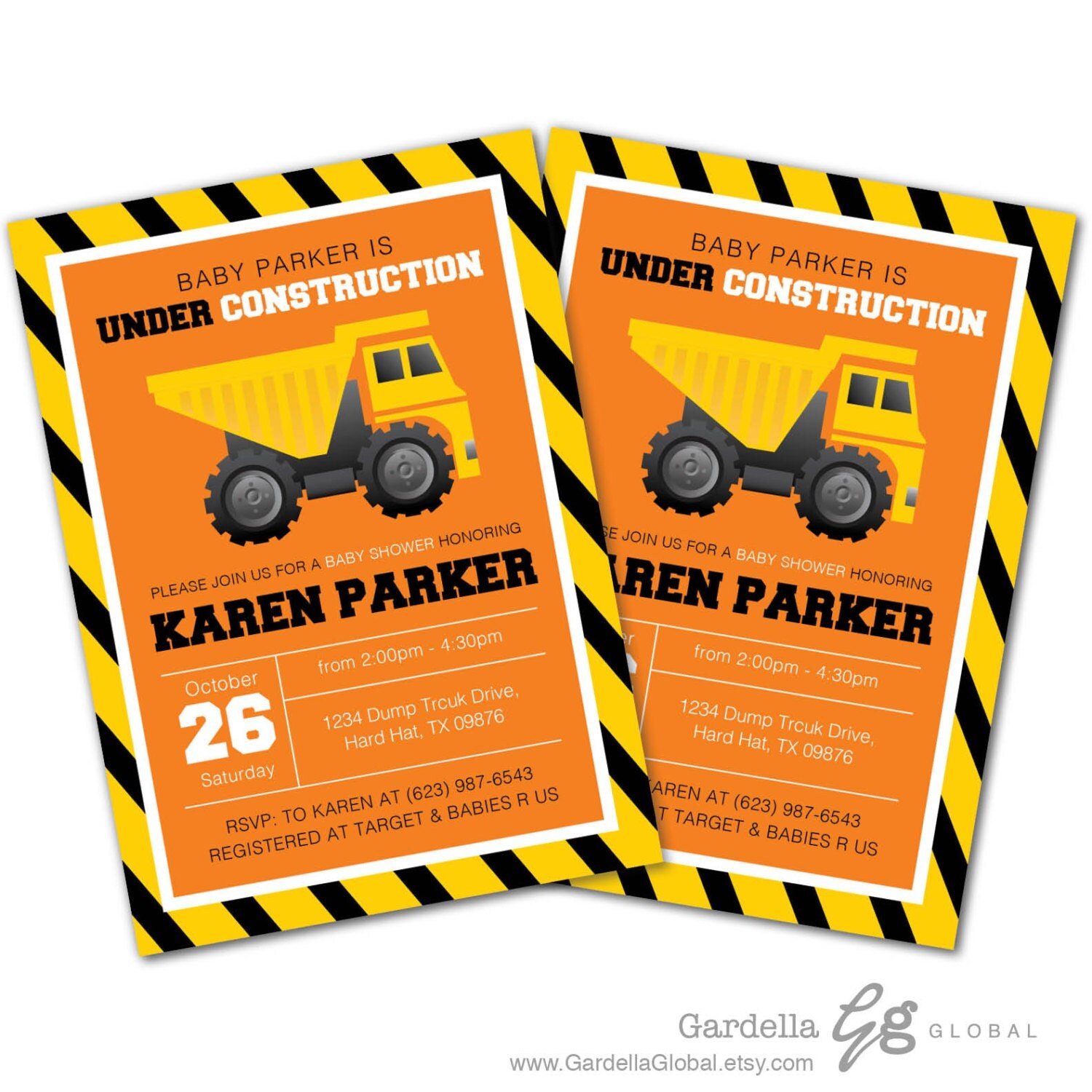 Construction Themed Baby Shower Invitations 8