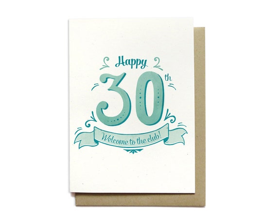 30th Birthday Card - Happy 30th Welcome to Club! - Hand Lettered ...
